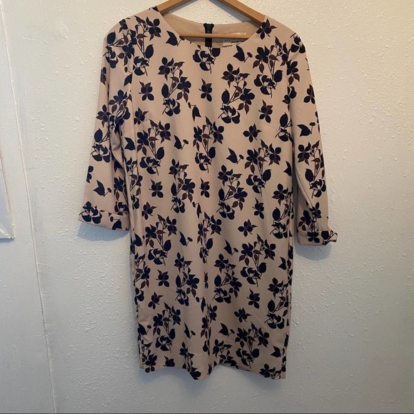 𝅺essentiel Antwerp Womens 36/6 Tan Floral Print Sheath Dress - Picture 1 of 8